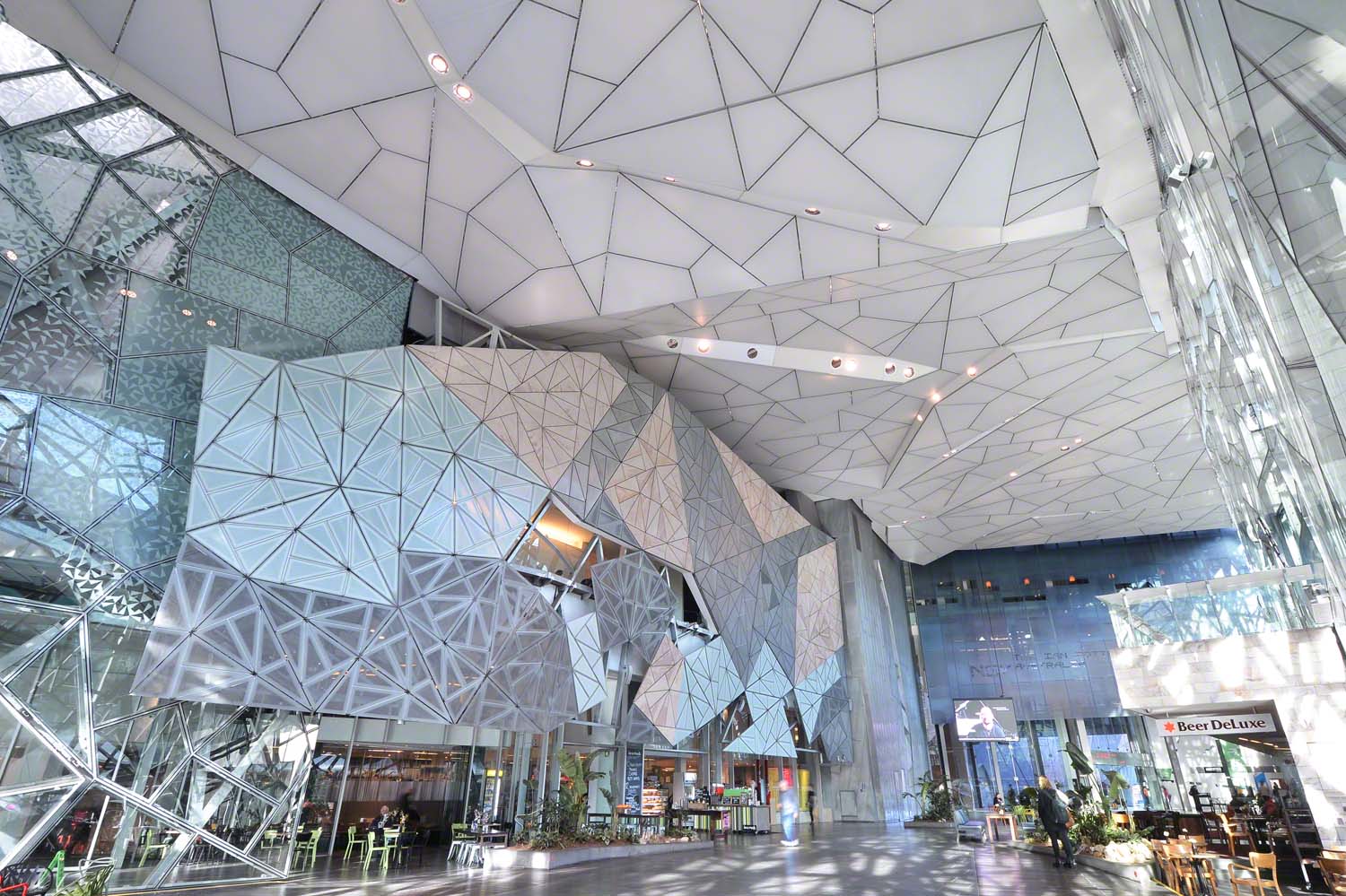 acoustic stretch ceiling in the hall of the Federation Square in Australia